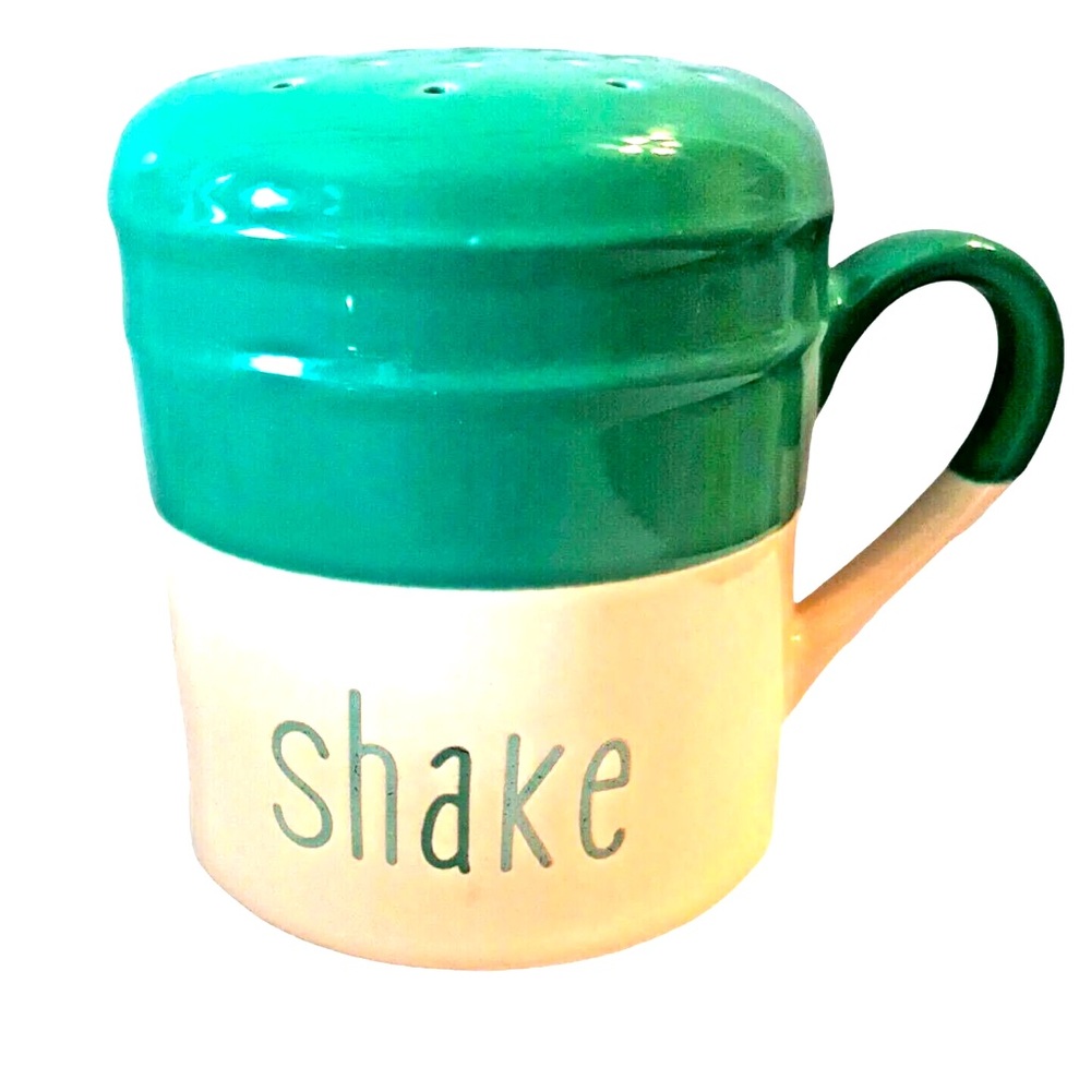 Parmesan Cheese Shaker Ceramic Container Shake Aqua Teal Blue
